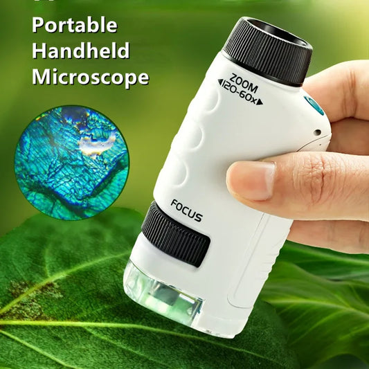 Educational kids Mini Handheld Microscope with LED Light.