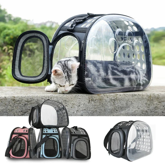 Pet Cat Carrier Bag Foldable Transparent Cage.