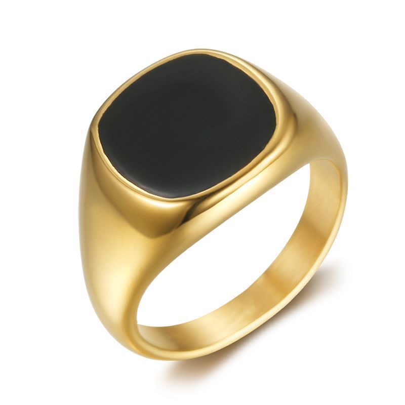 stainless steel gold-plated drop glue smooth ring for men.