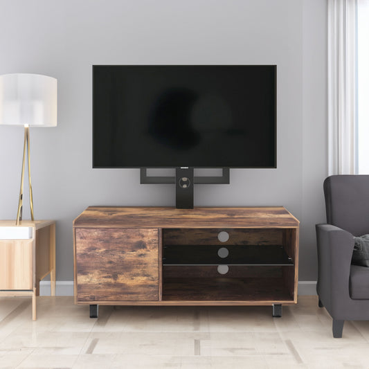 Rustic Brown TV Console with push-to-open Storage Cabinet