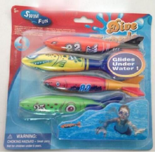 Pool Toy 4 Pcs/Pack Torpedo Rocket Throwing Swimming Diving Game Summer Torpedoes Bandits Children Underwater Dive Sticks Toy