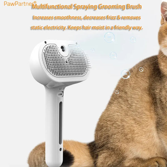 PawPartner Dog Cat Comb Self Cleaning Pets Hair Remover Brush for Pets Grooming Tools Dematting Comb Built-in Mist Humidifier