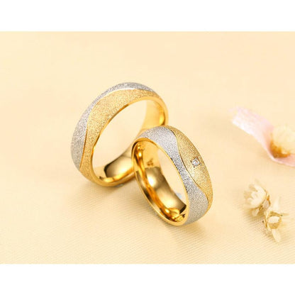 Vnox couple engagement ring for women men sand blasted