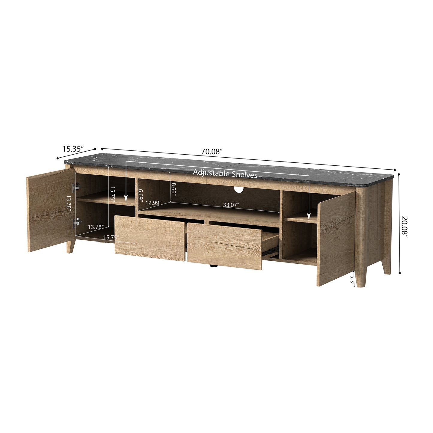 70 Inches Modern TV stand with LED Lights