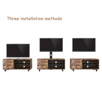 Rustic Brown TV Console with push-to-open Storage Cabinet