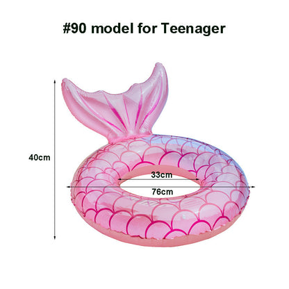 Swimming Ring Mermaid with Backrest Inflatable Swimming Ring Pool Floaters Water Play Tube Mattress Toys for Adult Kids