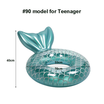 Swimming Ring Mermaid with Backrest Inflatable Swimming Ring Pool Floaters Water Play Tube Mattress Toys for Adult Kids