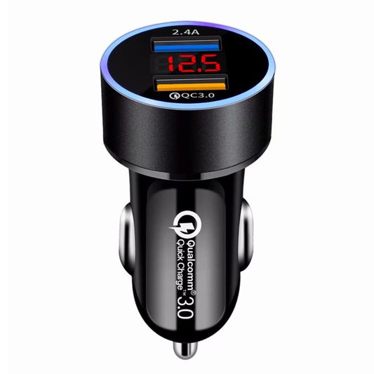 Dual USB Car Charger LCD Display 12-24V Auto USB Adapter
