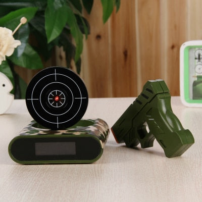 1Set Gun Alarm Clock / Shoot Alarm Clock / Gun O'Clock / Lock N Load Target Alarm Clock office gadgets